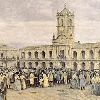 Imagen histórica original del Cabildo de 1810