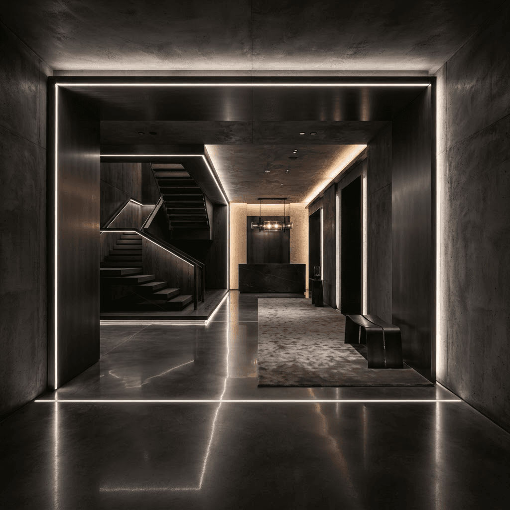 Líneas LED integradas en una arquitectura contemporánea