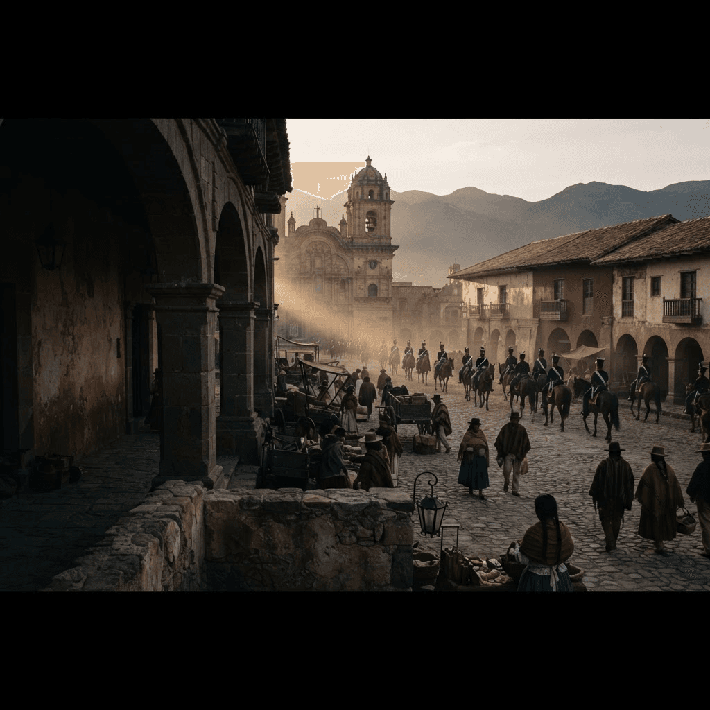 Escena histórica cinematográfica recreada con inteligencia artificial
