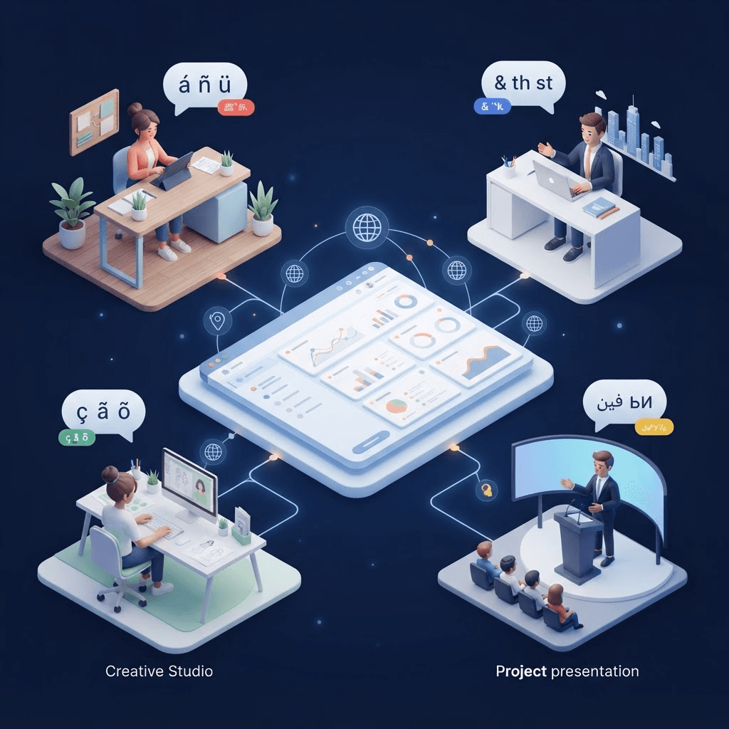 Plataforma de software explicada para personas de distintos mercados y lenguas