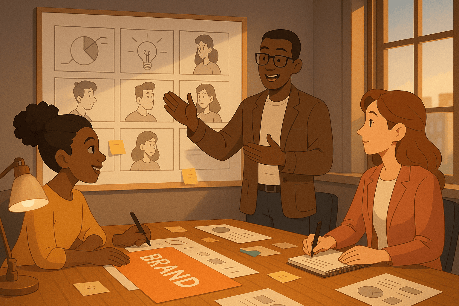 Equipo de profesionales desarrollando una idea para una empresa mediante animación