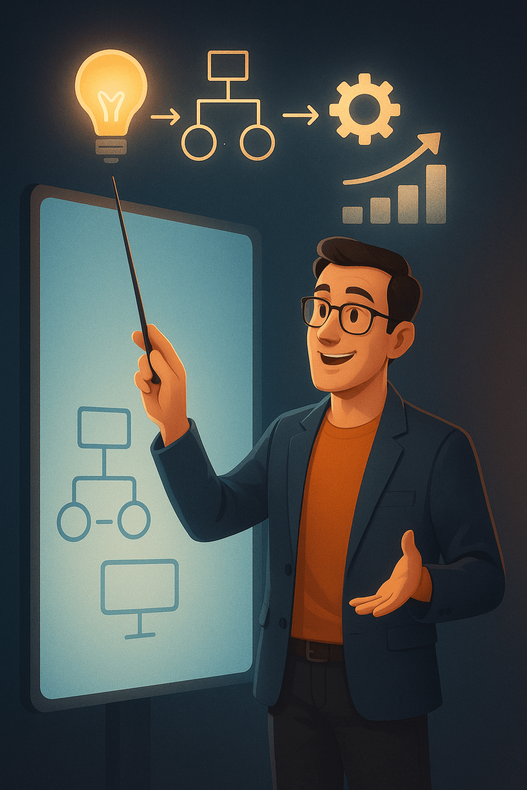 Concepto empresarial explicado mediante animación