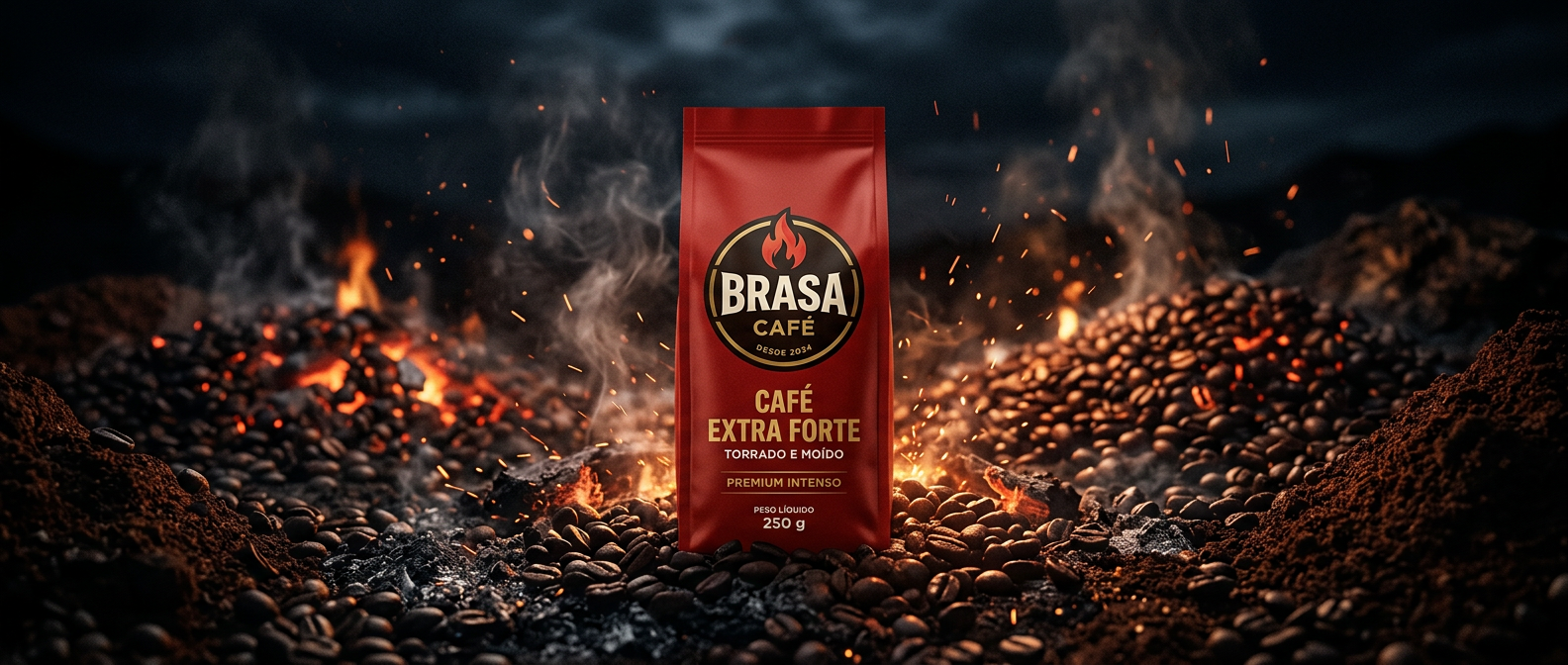 Dirección de arte cinematográfica de BRASA con fuego, café, vapor y textura
