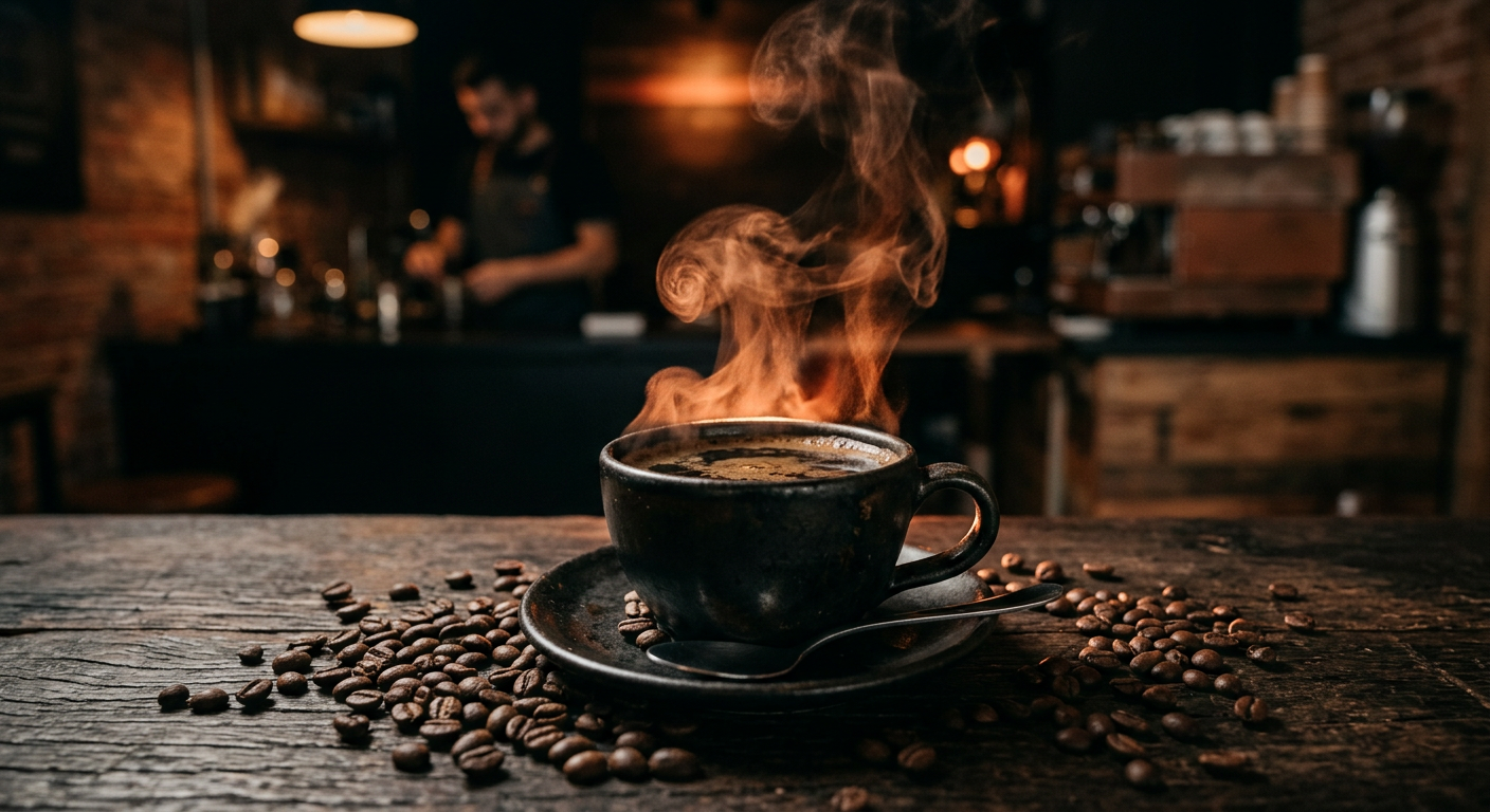 Taza de café humeante BRASA